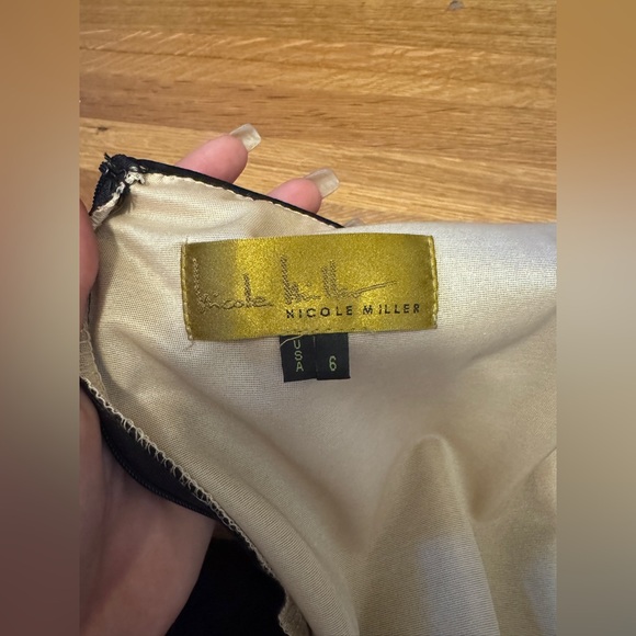 90s Vintage Nicole Miller Lace Illusion LBD Sz M - Picture 3 of 9